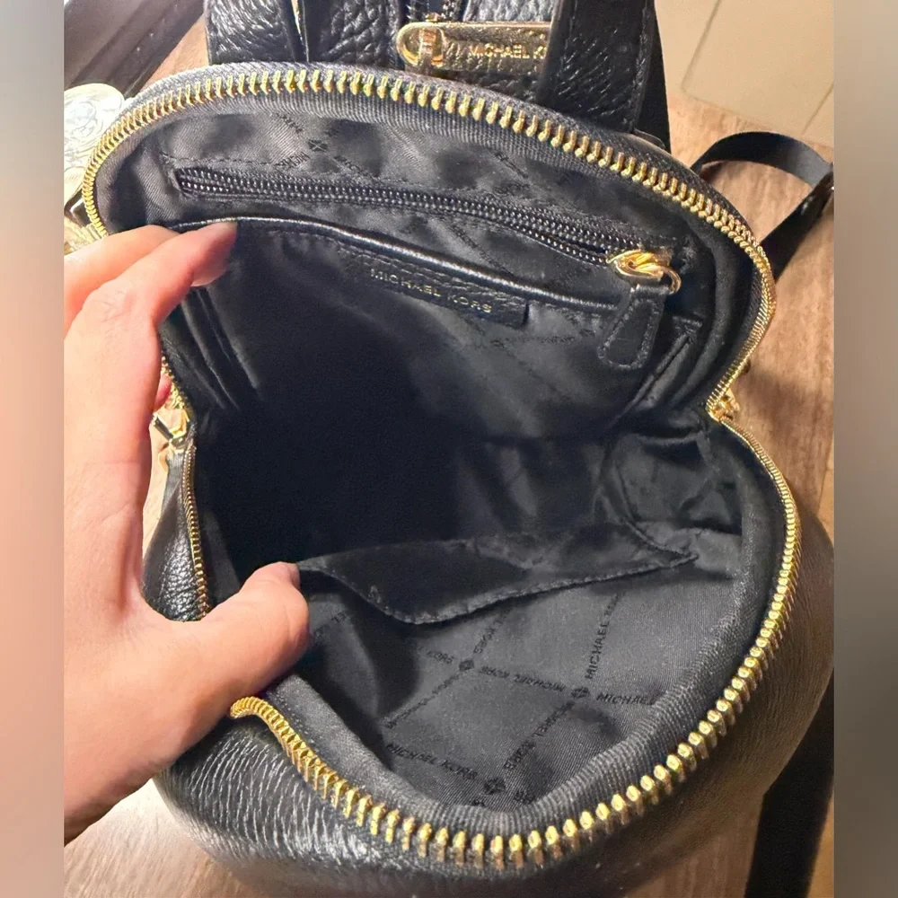 Michael Kors Black Textured Mini Backpack - Picture 3 of 4